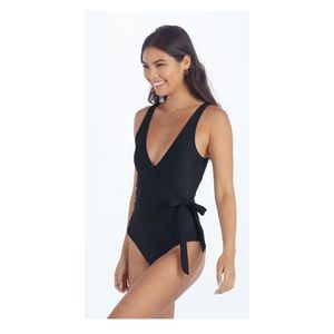 SUMMERSALT The Long Torso Perfect Wrap One Piece Black Size 14